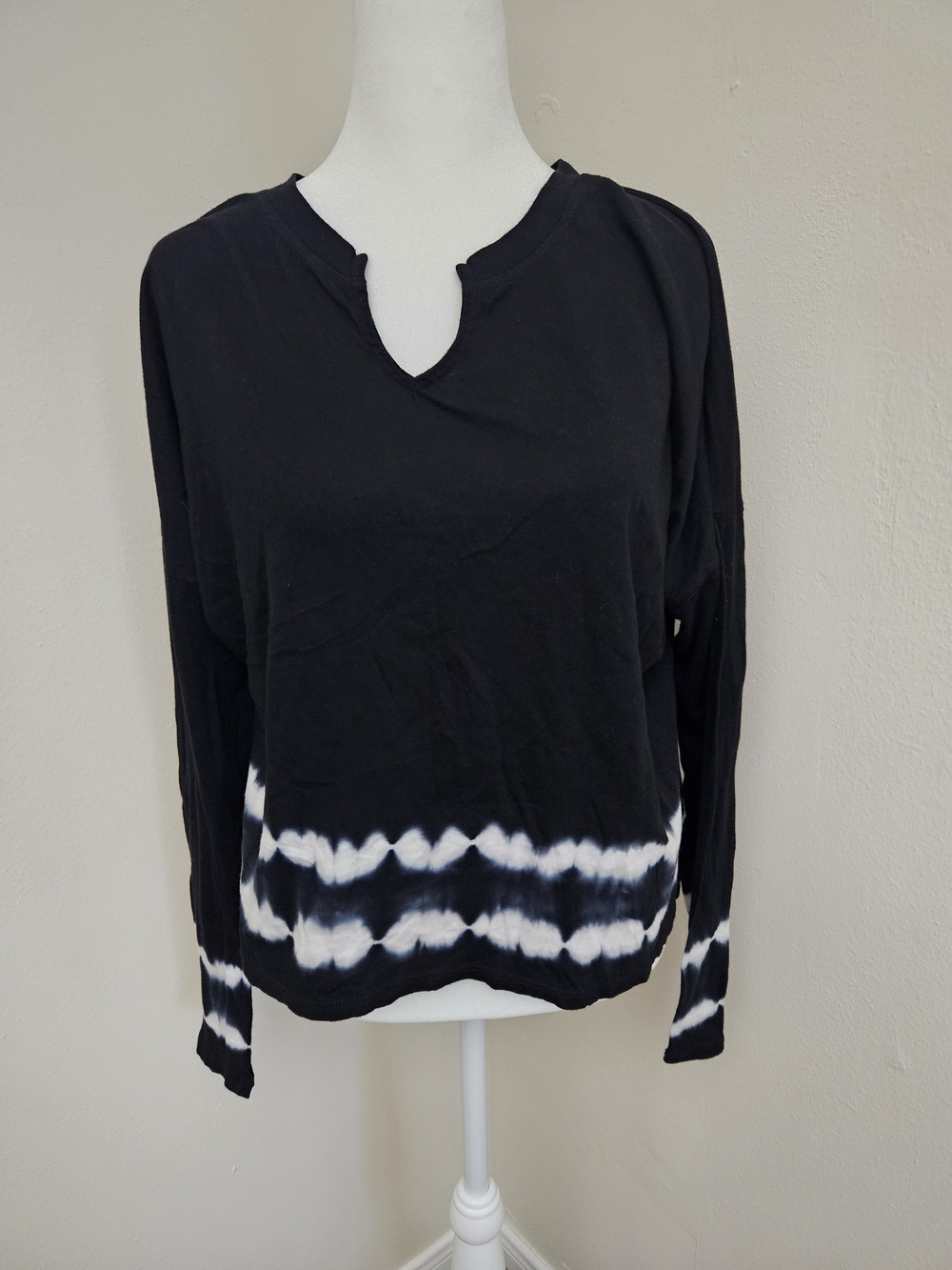 wild fable Black Tie-Dye Hem Long Sleeve Top